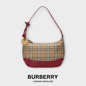 Authentic Burberry Red Haymarket Canvas Mini Shoulder Bag
